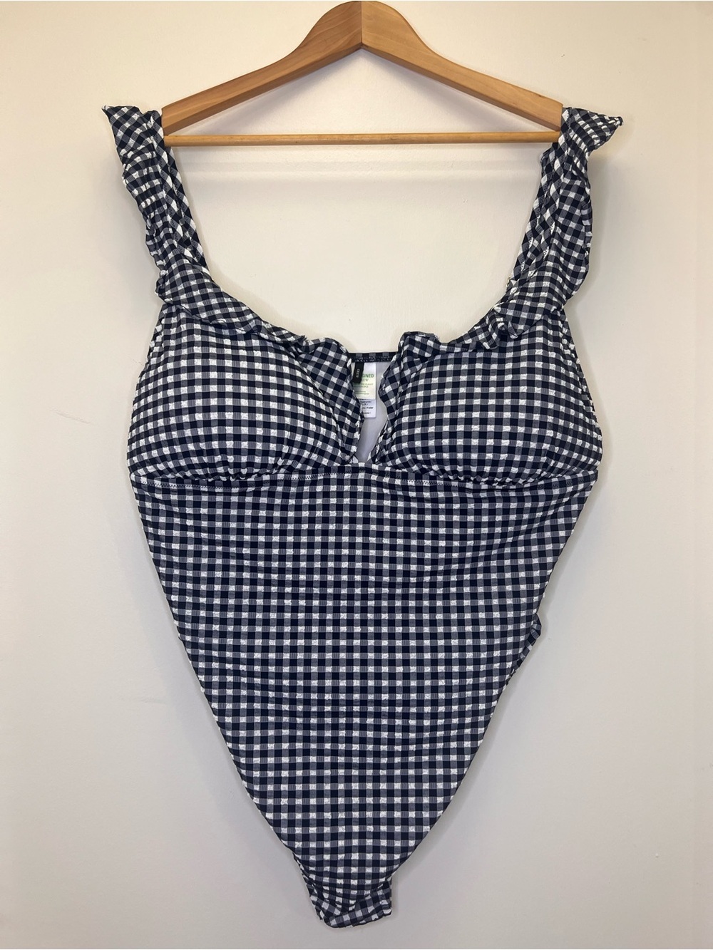J.Crew Reimagined Gingham bodysuit Size 22 Ruffle High Cut